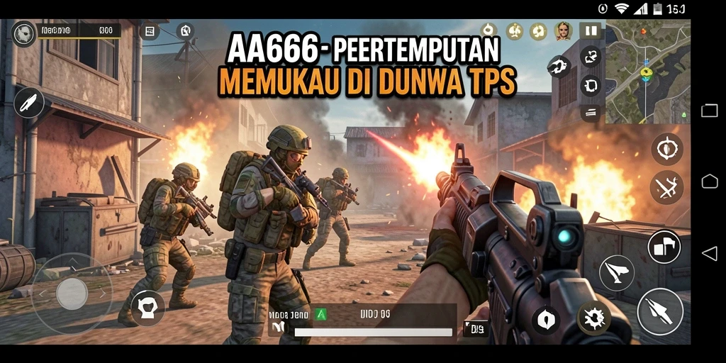 Screenshot gameplay AA666 menampilkan aksi seru dalam pertempuran TPS.