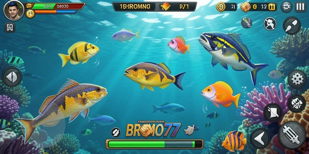 Tampilan gameplay seru BROMO77 yang penuh aksi Tembak Ikan.