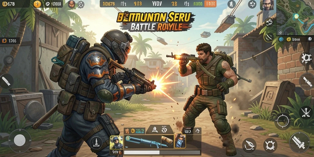 Tampilan gameplay ID678 saat bertarung dalam pertempuran Battle Royale.