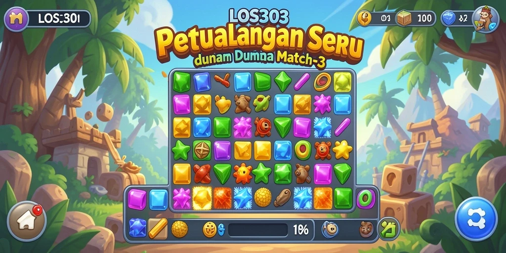 Tampilan menarik gameplay Match-3 yang memikat.