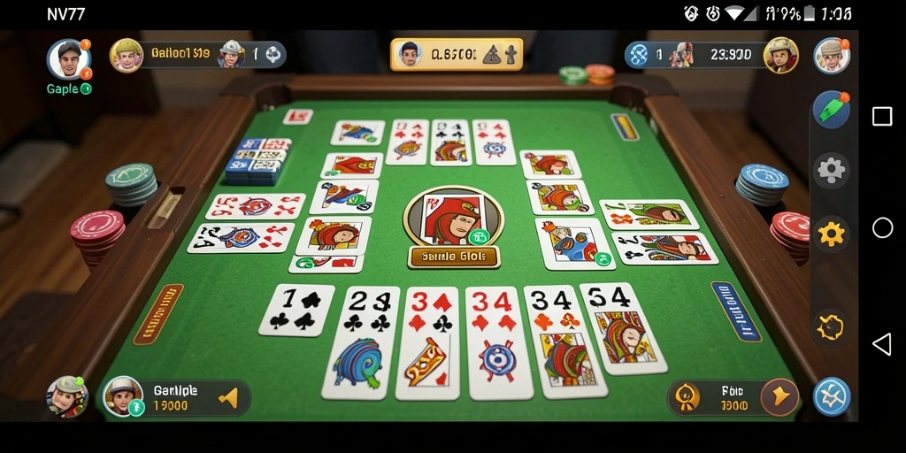 Tampilan gameplay Gaple yang menarik dan interaktif di NV77.