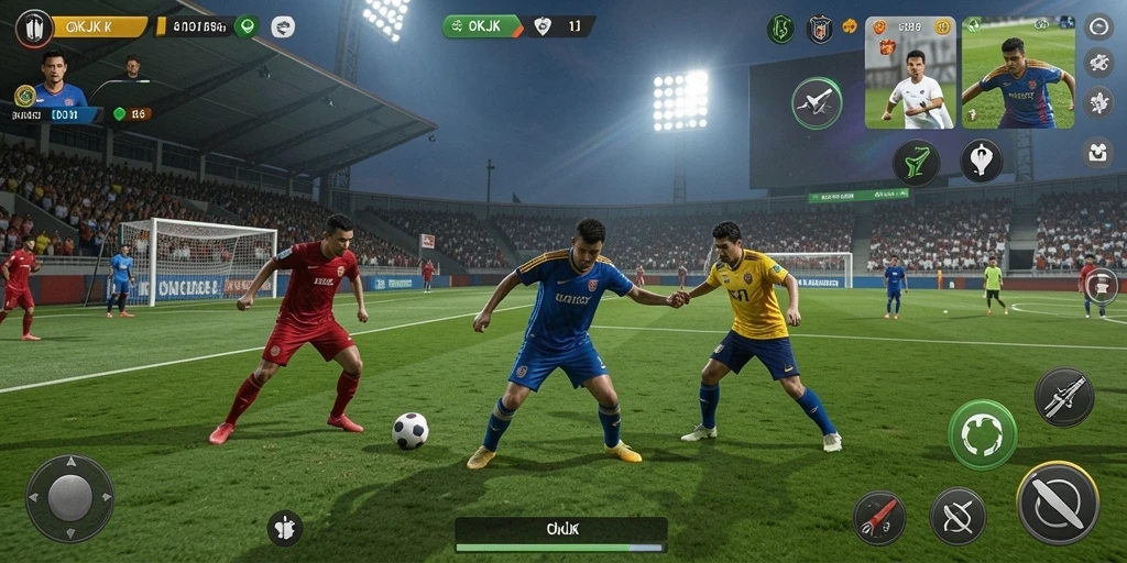 Tangkapan layar utama OKJK menampilkan aksi seru olahraga secara langsung.