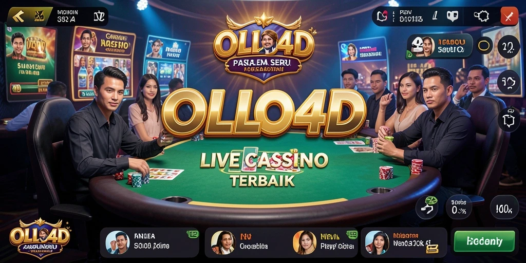 Screenshot OLLO4D menunjukkan dealer profesional dalam sesi Live Casino yang seru.