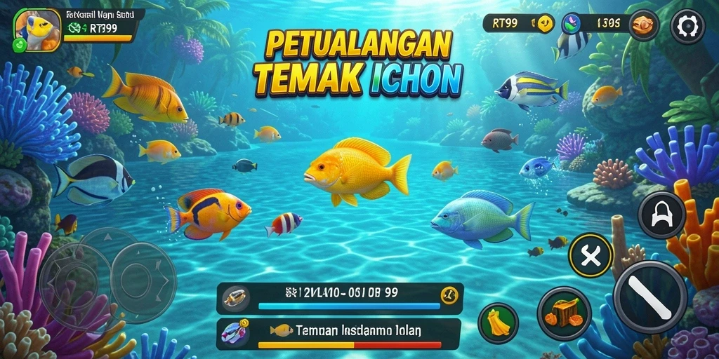 Screenshot gameplay RT99 menampilkan aksi seru Tembak Ikan.