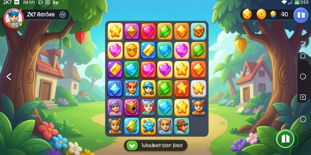 Screenshot gameplay ZK7 yang menunjukkan level Match-3 yang menantang.