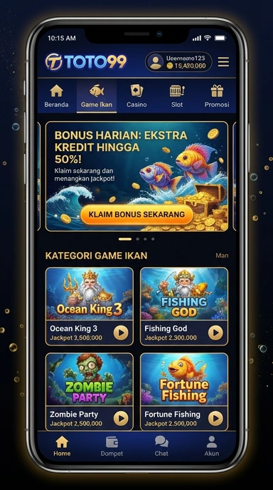 Tampilan antarmuka utama aplikasi toto99.